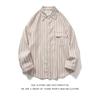 2024 Полосатая рубашка с длинным рукавом в японском стиле Гонконга Ins Свободная рубашка для мальчиков Летнее модное универсальное повседневное пальто