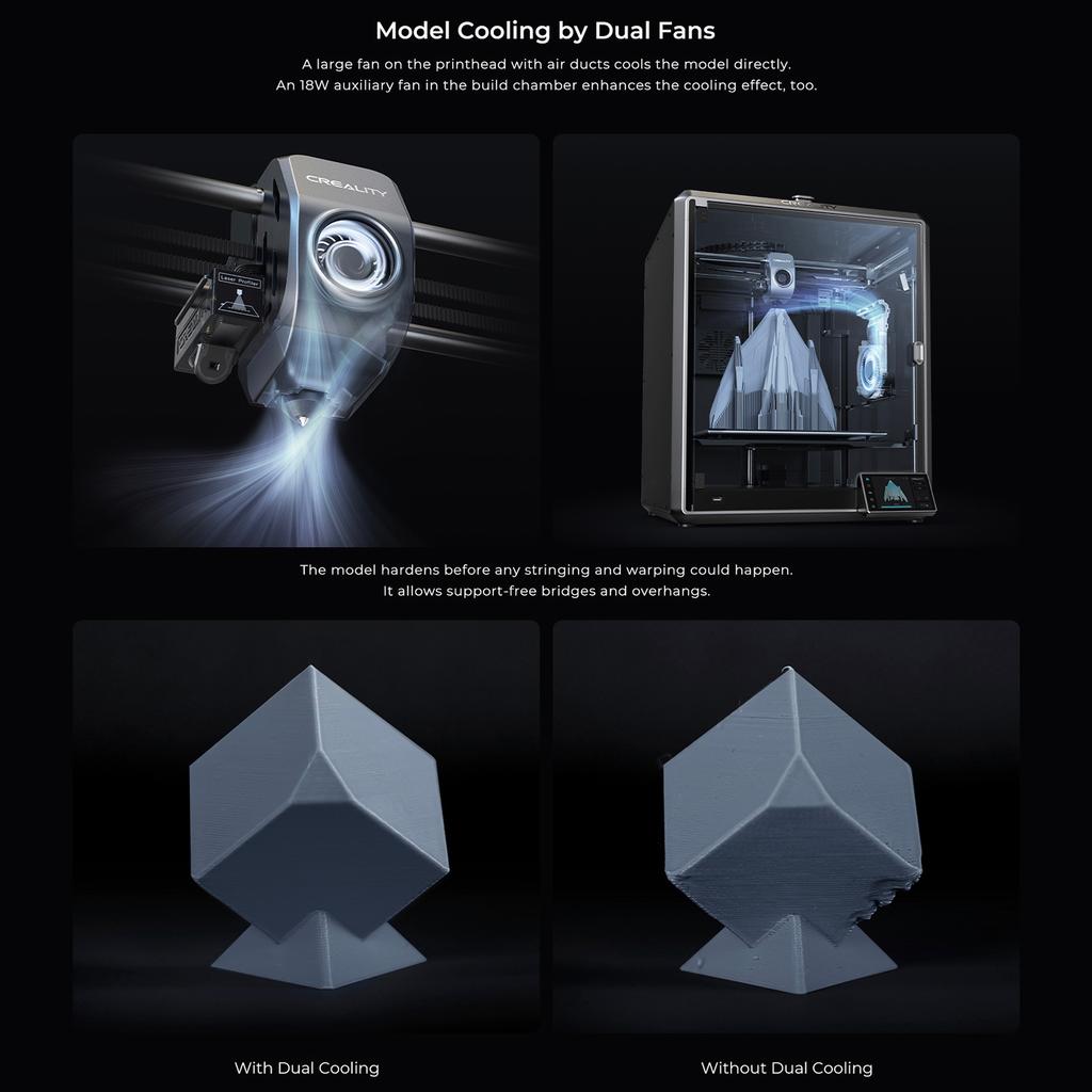 3D-принтер Creality K1 Max FDM CoreXY с большим объемом печати 300x300x300 мм, скоростью печати 600 мм/с
