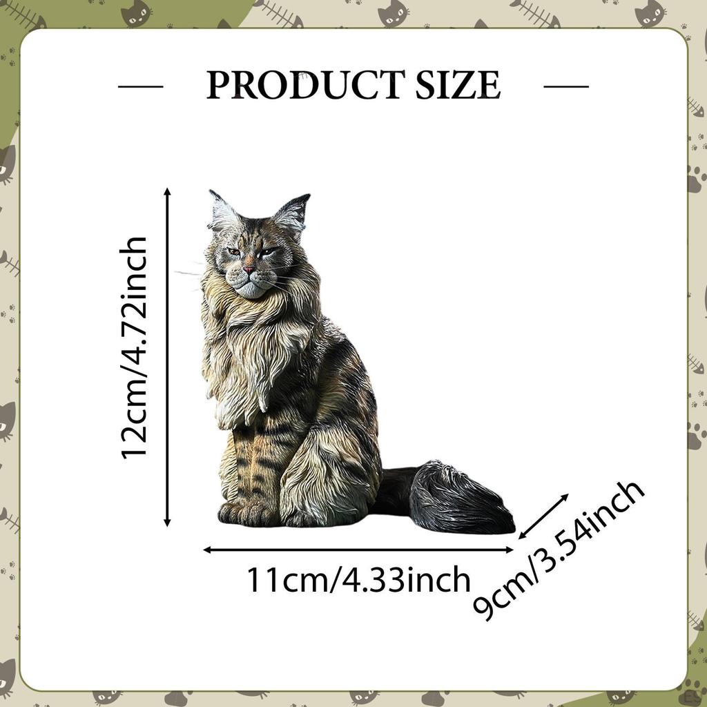 Фигурка кота мейн-куна, украшение для газона, компактная реалистичная скульптура, смола, статуя животного для двора