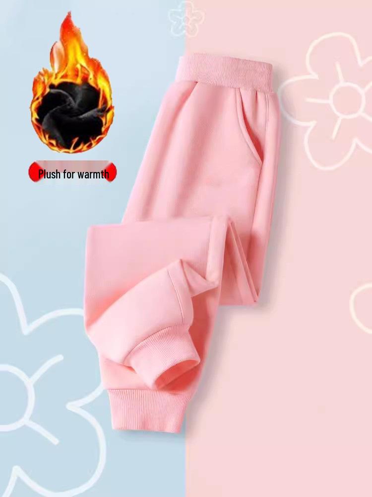 Thickened Velvet Children's Sweatpants: Boys' Sports & Girls' Cotton Trousers for Autumn/Winter, Sizes for Middle & Large Kids