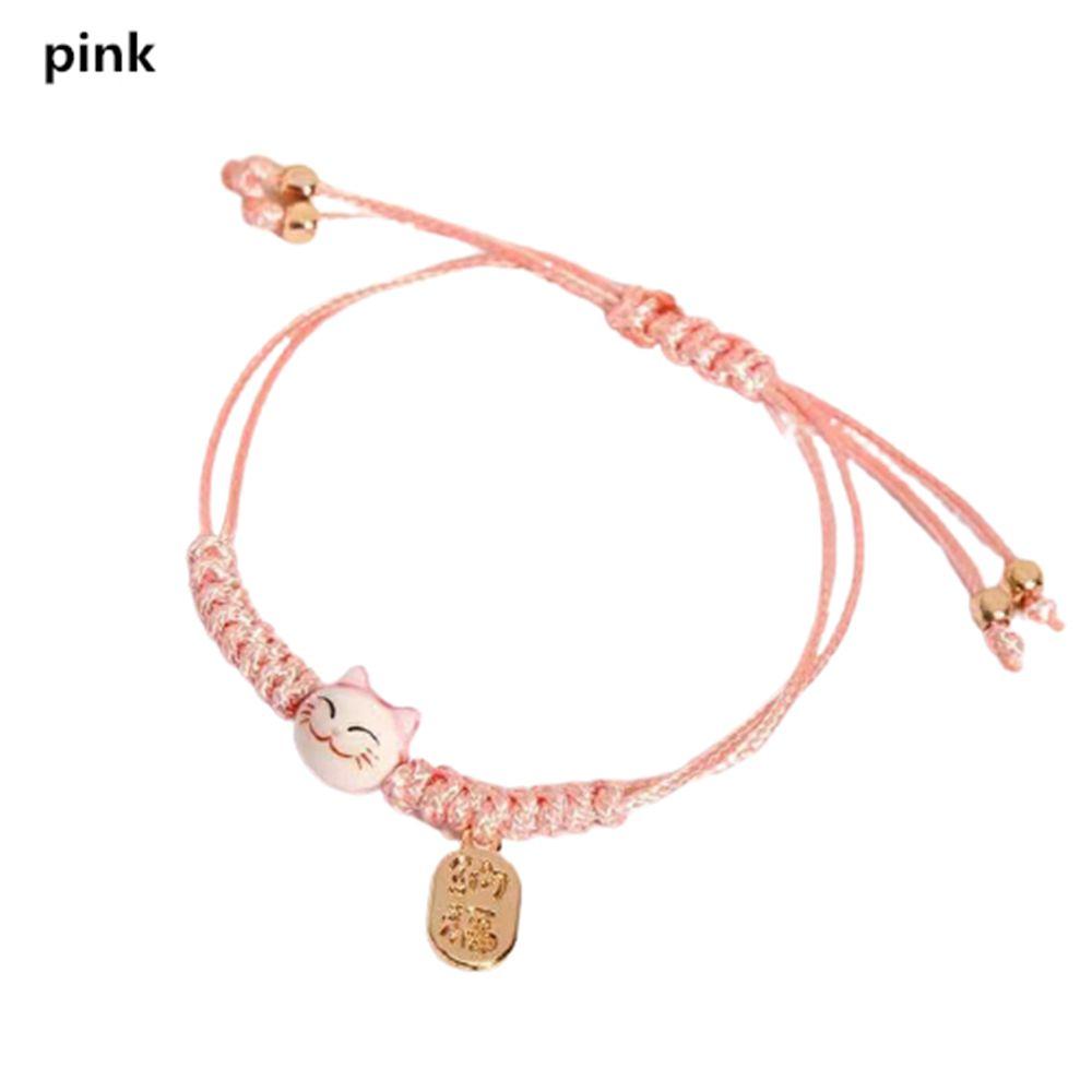 Новый Милый Модный Красочный Веревочный Браслет Ручной Работы с Кошкой Удачи, Парные Браслеты