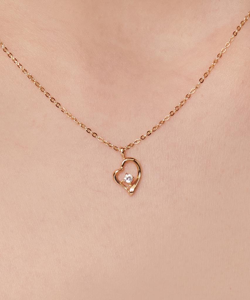 Loveenb [14K Gold] Melting Heart Necklace