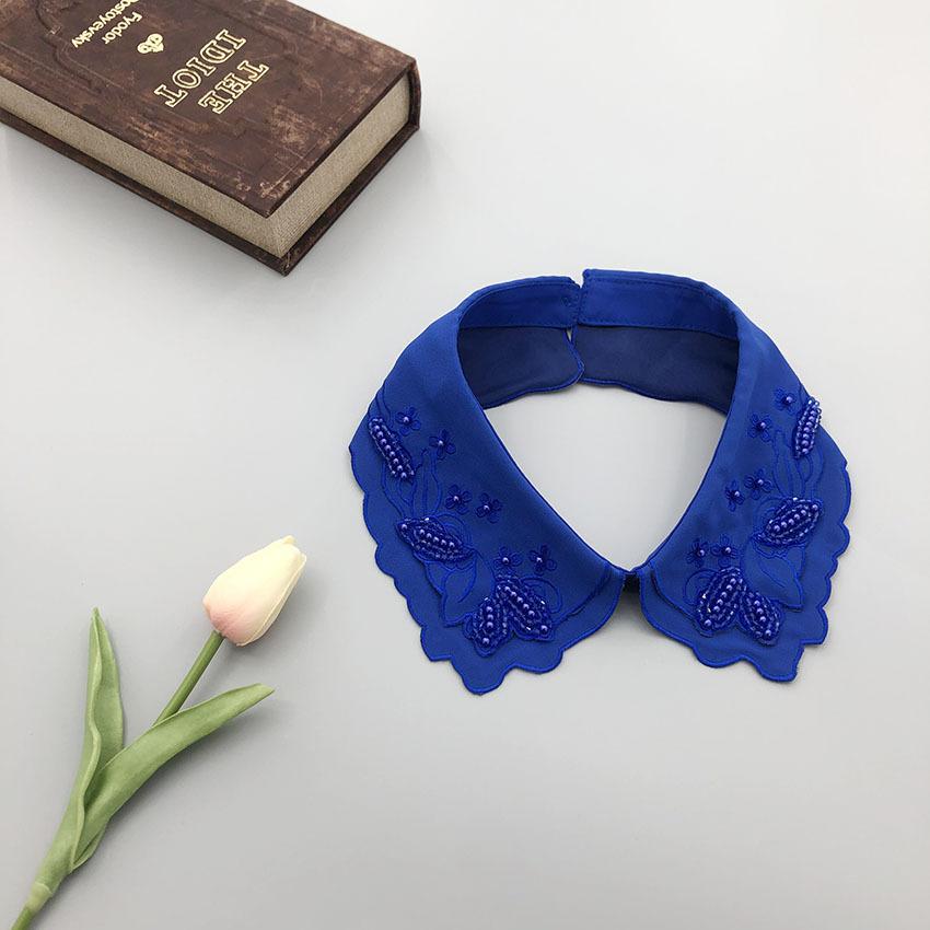 White Fake Collar for Women Shirt Blouse Necklace Candy Color False Collar Handmade Beads Detachable Sweater Collars Decor