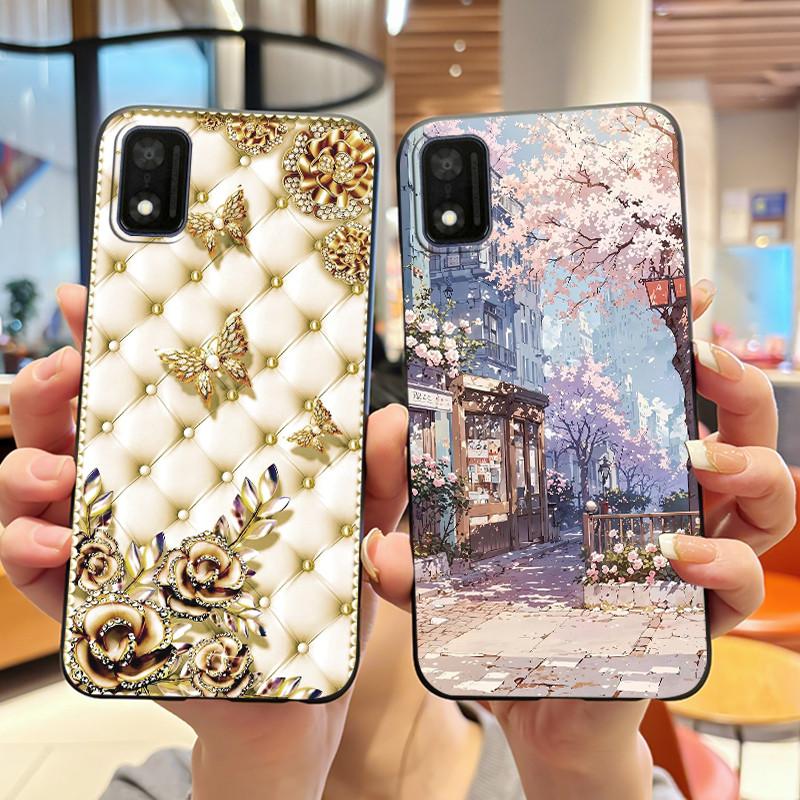 Case For Itel A17 Bumper Soft Silicone Jelly Black Case Trendy Style Painted Pattern Funny Milk Tea Rabbit Shockproof Cover