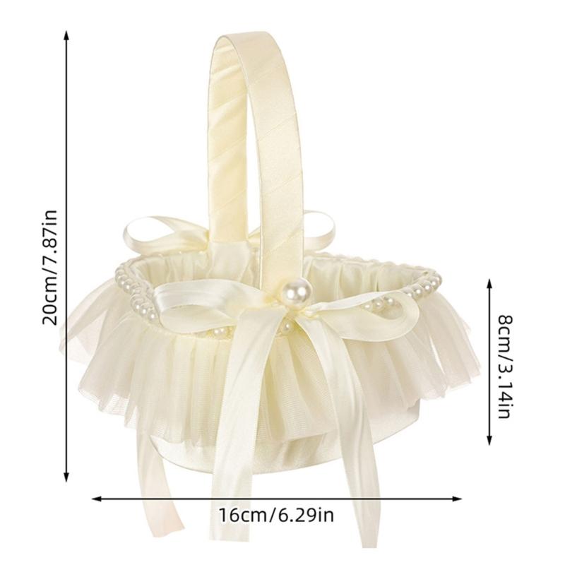 Свадебная корзина Портативные западные свадебные декоративные корзины для цветов с кружевом Девушка Корзина для хранения в форме сердца Юбилей