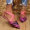 2024 Women's Fashion Pointed Toe Shallow Mouth Zebra Hollow Sandals Breathable Comfort Flat Shoes Zapatos De Mujer Sneaker Woman