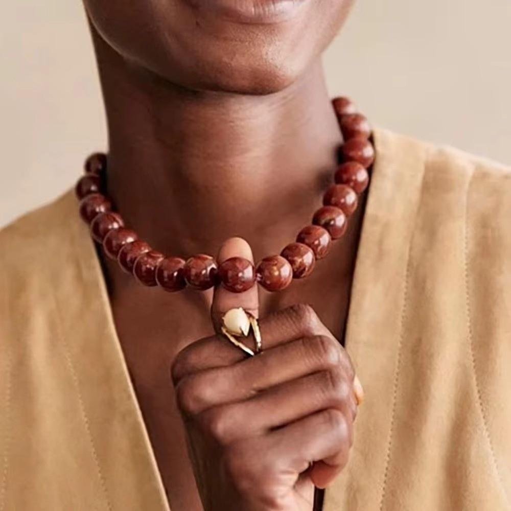 Candy Color Beaded Necklace Large Clavicle Chain Retro Women Choker Summer