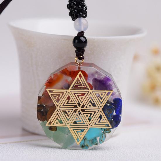 Ожерелье-капля с 7 чакрами и принтом из искусственного кристалла для женщин и мужчин, регулируемый шнур, энергетическое ожерелье