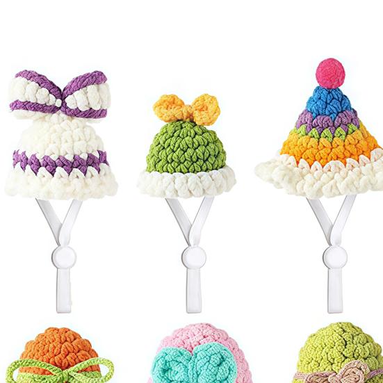 6/8 шт. Статуэтка гуся Мини вязаная шапка с регулируемым ремешком Настольная шапка-крючком Головной убор Рождественская праздничная вечеринка Наряд для переодевания