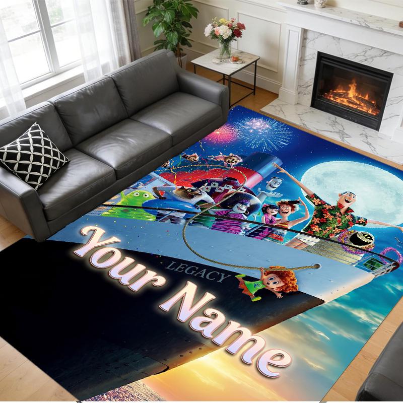 Crystal Velvet Rug Custom Name Text, Soft Non Slip Floor Mat Home DecorHotel Transylvania