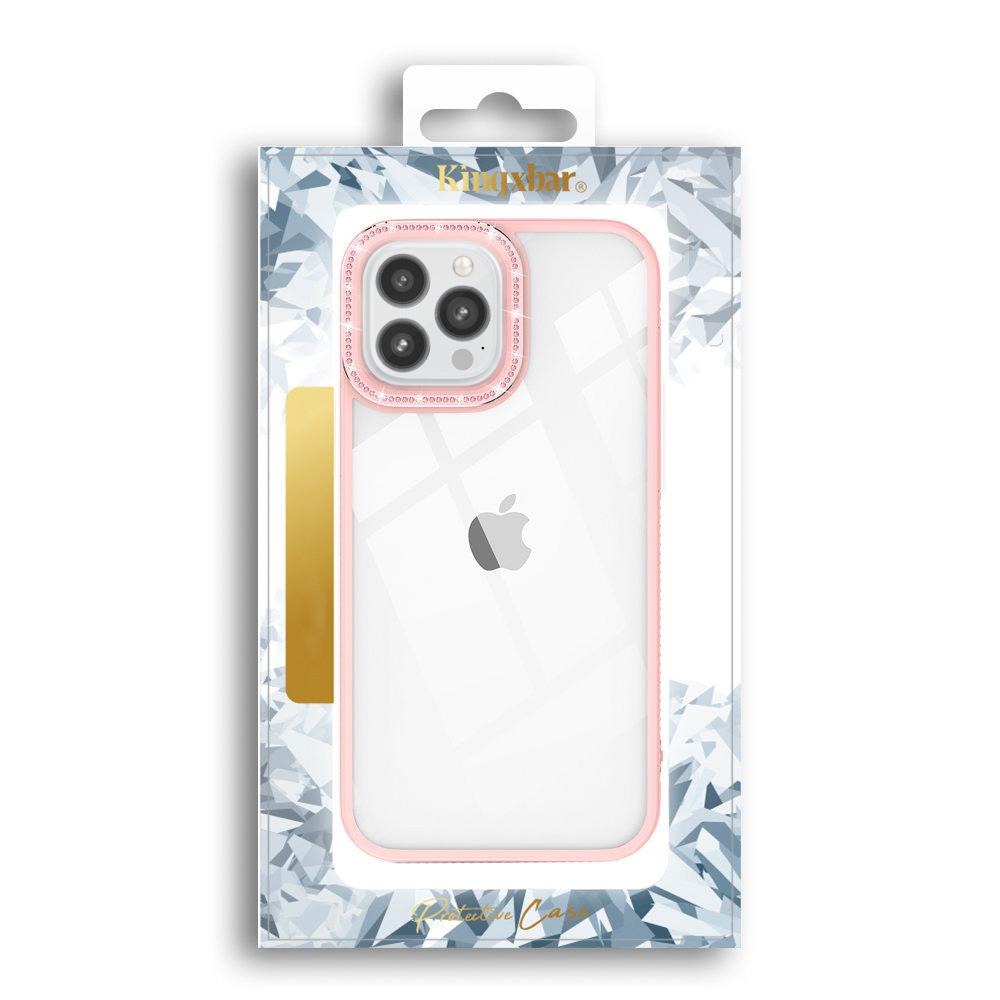 Kingxbar Sparkle iPhone 13 Pro Case with Crystals - Pink Rear Shield Cover