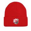 Lifelike Flower Warm Knitted Cap Beanie, Skull Cap Elastic Cozy Hip Hop Pompom Beanies Knitted Hat Beanie