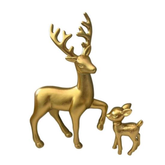1 Pair of Deer Sculpture Christmas Small Reindeer Figurine for Living Room TV Cabinet Home Office Decoration