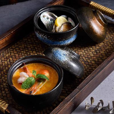 Керамическая миска с крышкой, креативный узор, миска для густого супа, миска для вареных яиц, миски для десертов, миски для закусок, специальная посуда для ресторана