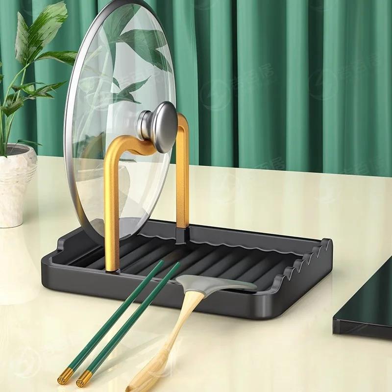 Floor Standing Pan Pot Lid Holder Stand Rack Spoon Rest Pot Lid Spatula Soup Spoon Storage Shelf Pot Lid Rack Kitchen Storage