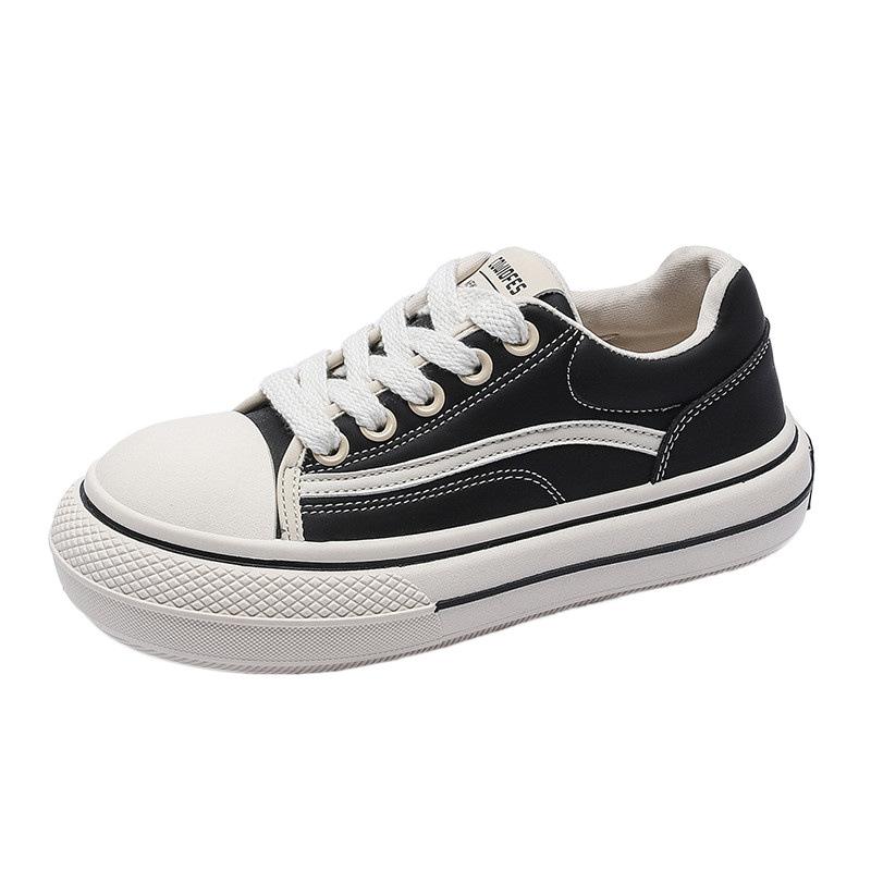 2025 Spring and Autumn New Canvas Shoes Female Student Fashion Lace-up White Shoes Board Shoes Ins Casual Women's Trend Korean Version
