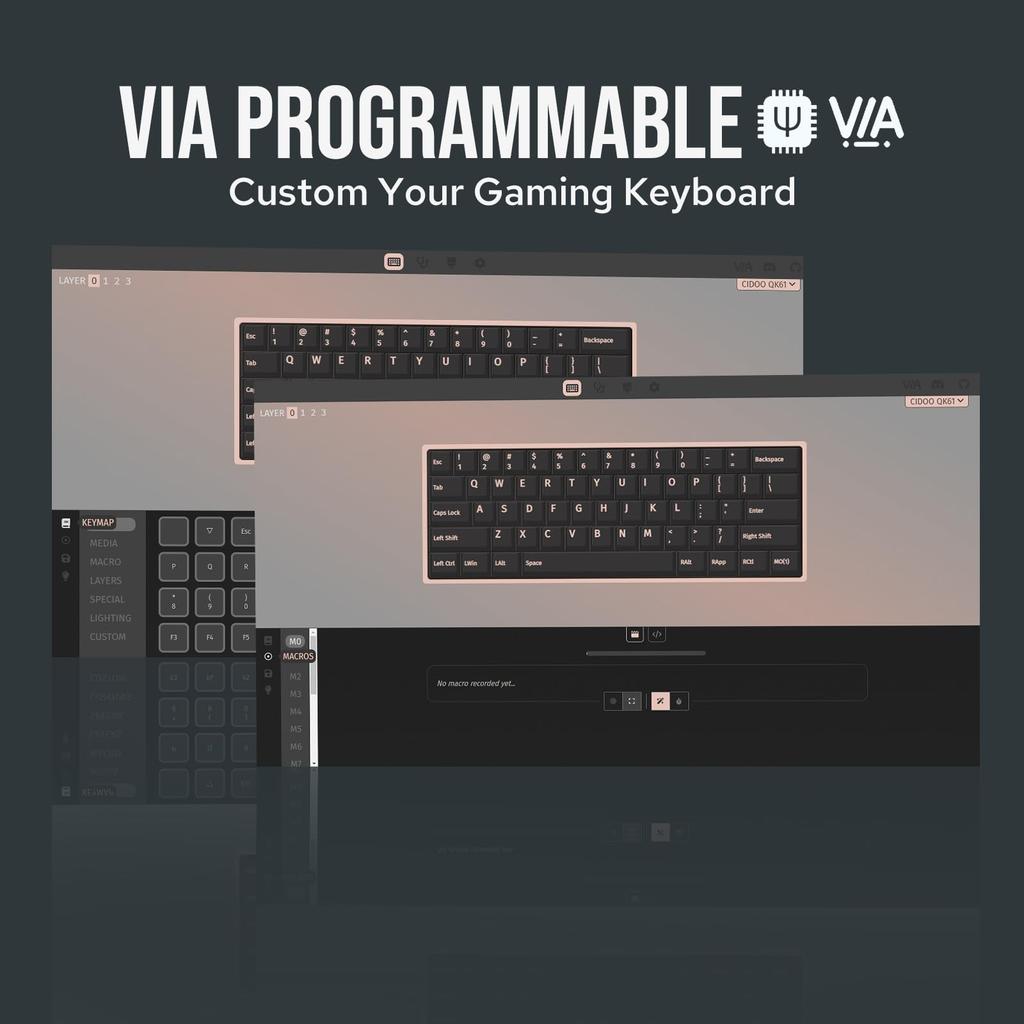 MechLands CIDOO QK61 V2 VIA Программируемая компактная клавиатура Беспроводная игровая клавиатура с возможностью горячей замены Пользовательская прокладка клавиатуры Механическая клавиатура с ПК