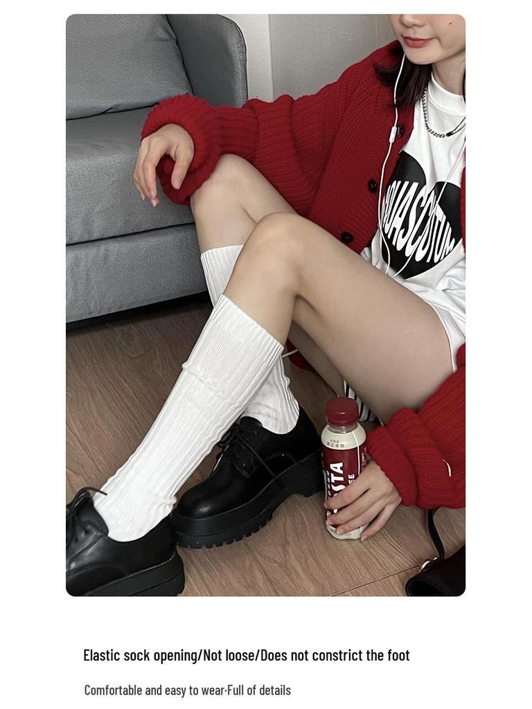 Женские бежевые хлопковые теплые носки выше колена Plusox - Коллекция Осень/Зима