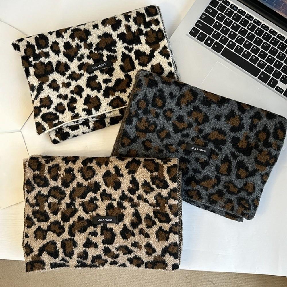 Korean Style Imitation Wool Scarf Lightweight Winter Shawl Fashion Leopard Print Scarf Unisex