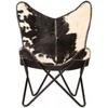 Cowhide Leather Butterfly Chair Relax Seat Modern Lounge Accent Chair Hair-on