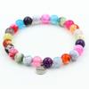Stones and Minerals. 8mm Multicolor Fuchsia Cracked Agate Beads Bracelet. Made In France. Customizable Size.