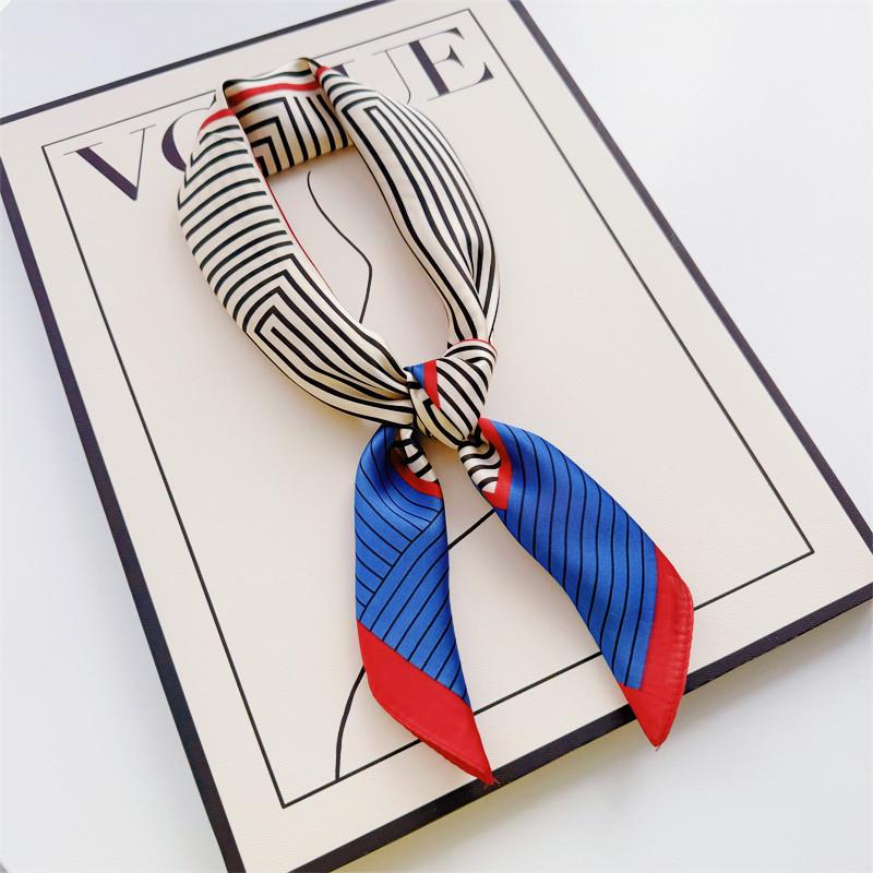 New Hundred Hundred Satin Letter Print Neckerchief 70×70 Silk Scarf Small Square Scarf High Sense of French Scarf