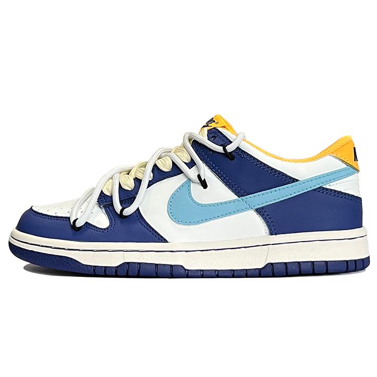 Nike Кроссовки Dunk Low, нескользящие, износостойкие, низкие, для скейтбординга, детские, сине-белые, DV1693-401(КомандаК-)