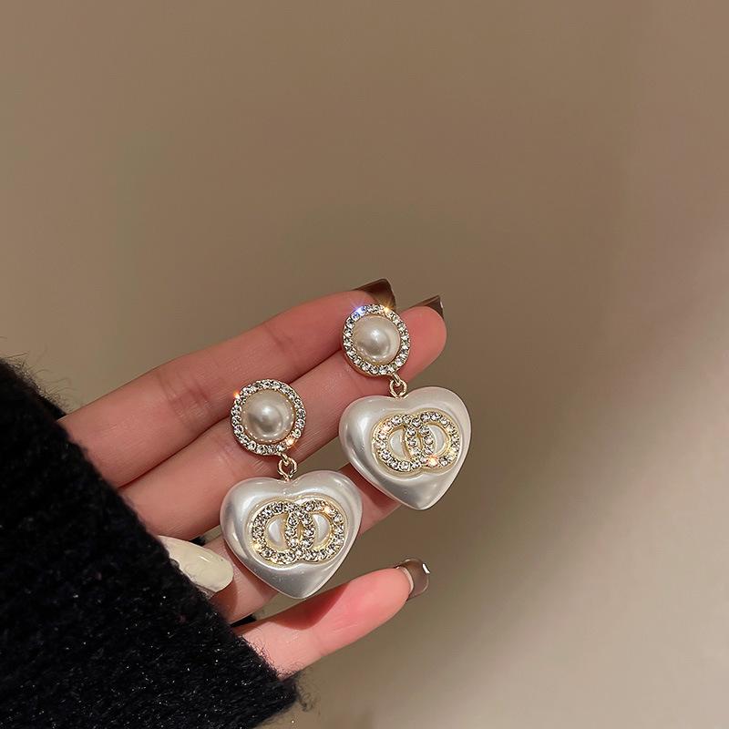 Серебряные игольчатые роскошные серьги с цветком и бабочкой из циркония в виде жемчуга — элитный французский ретро-стиль осень/зима