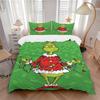3Pcs Grinch Christmas Bedding Set Quilt Cover Pillowcase Home Christmas Xmas Halloween Gift 1 Duvet Cover 2 Pillowcase S921569