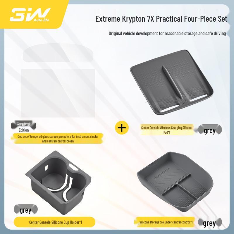 Силиконовая противоскользящая защитная накладка на центральную консоль Zeekr 7X с поддержкой беспроводной зарядки