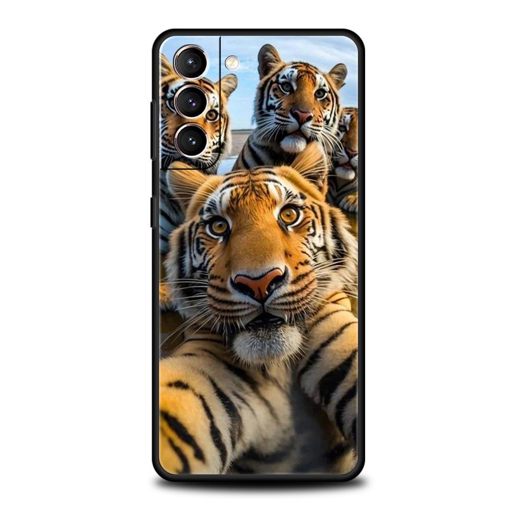 Чехол для телефона с изображением животных и селфи для Samsung Galaxy S24 S23 Ultra S22 S21 S20 FE 5G S10 S10E S9 Plus S8, силиконовый черный чехол-бампер