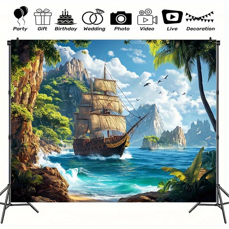 1 piece of polyester pirate ship background fabric a marine-themed photography backdrop indoor/outdoor party banner