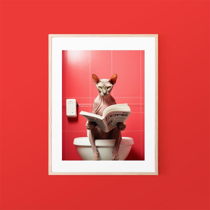 Поп-арт забавный плакат для чтения в туалете эстетика кошка капибара животные печать на холсте настенный художественный декор комнаты украшение для дома и ванной комнаты