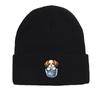Cartoon Dog Pocket Warm Knitted Cap Beanie, Animal Woman Cap Cozy Candy Color Solid Color Pompom Beanies Knit Hat Beanie