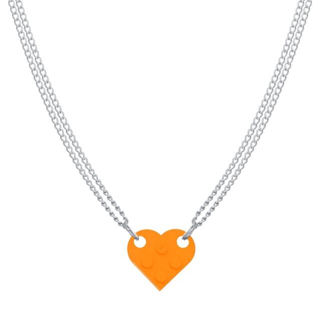 17KM Punk 2Pcs Heart Brick Couples Love Necklace For Lovers Women Men Elements Friendship Necklaces Valentines Gift Jewelry