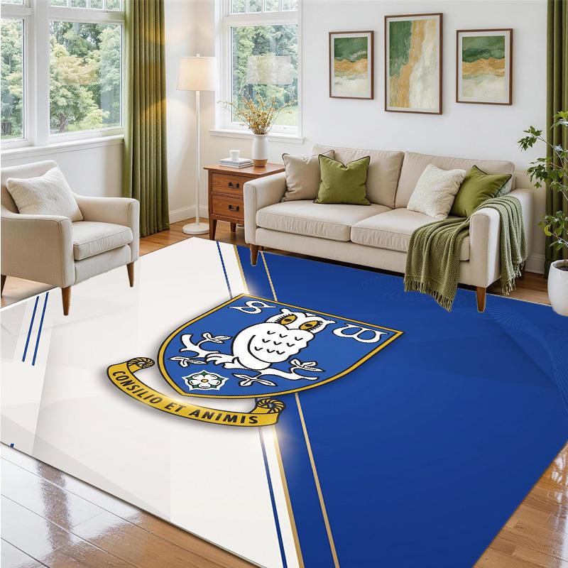 Sheffield Wednesday Design Crystal Velvet Rug Soft Decorative Mat for Bedroom Entrance