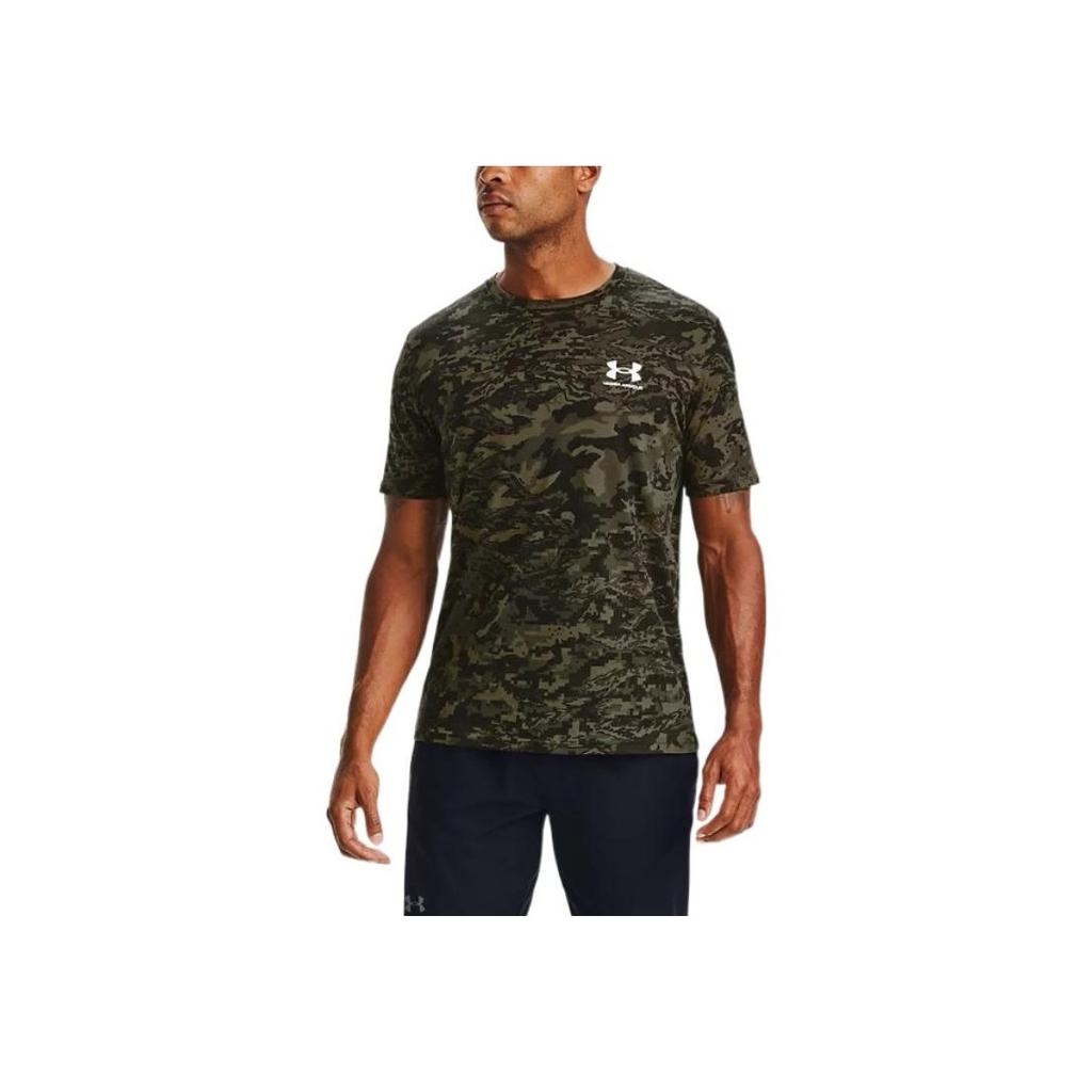 Under Armour Камуфляжная футболка для тренировок по бегу с круглым вырезом, мужские топы, зеленая 1357727-310