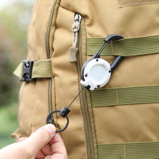 1/8Pcs Retractable Keychain with Steel Wire Rope Carabiner Badge Reel Holder Clip Key Ring Heavy Duty Outdoor Camping Climbing Anti-lost Buckle
