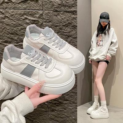 Весна, Лето, Осень и Зима Женская Обувь Женские Кроссовки Белая Обувь Низкий верх Круглый носок Увеличивающая рост Повседневная обувь