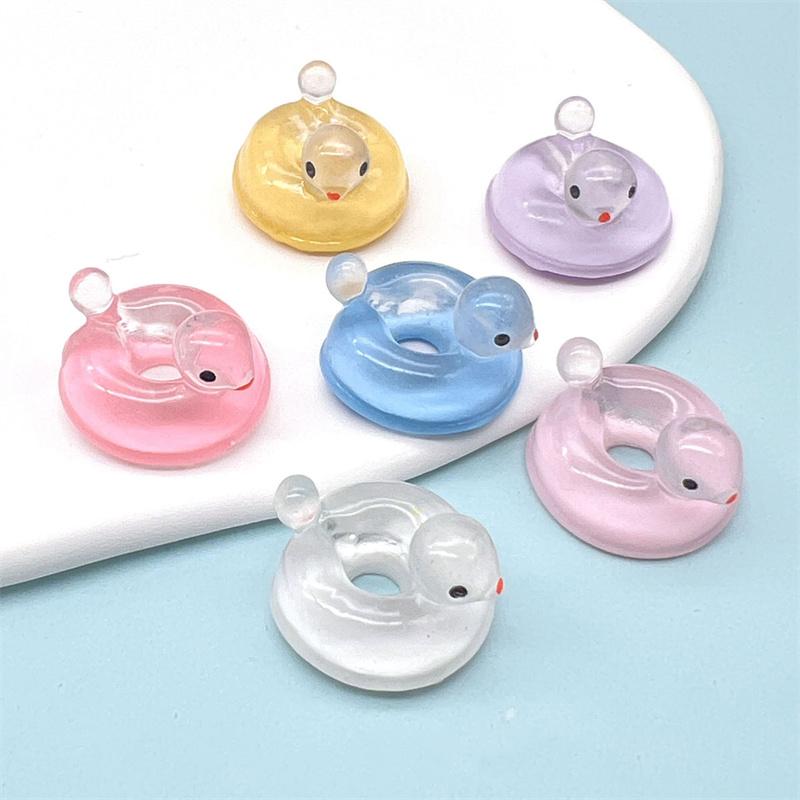 10Pcs Mini Luminous Swimming Ring Ducks Micro Landscape Ornament Miniature Statue Potted Garden Home Decoration