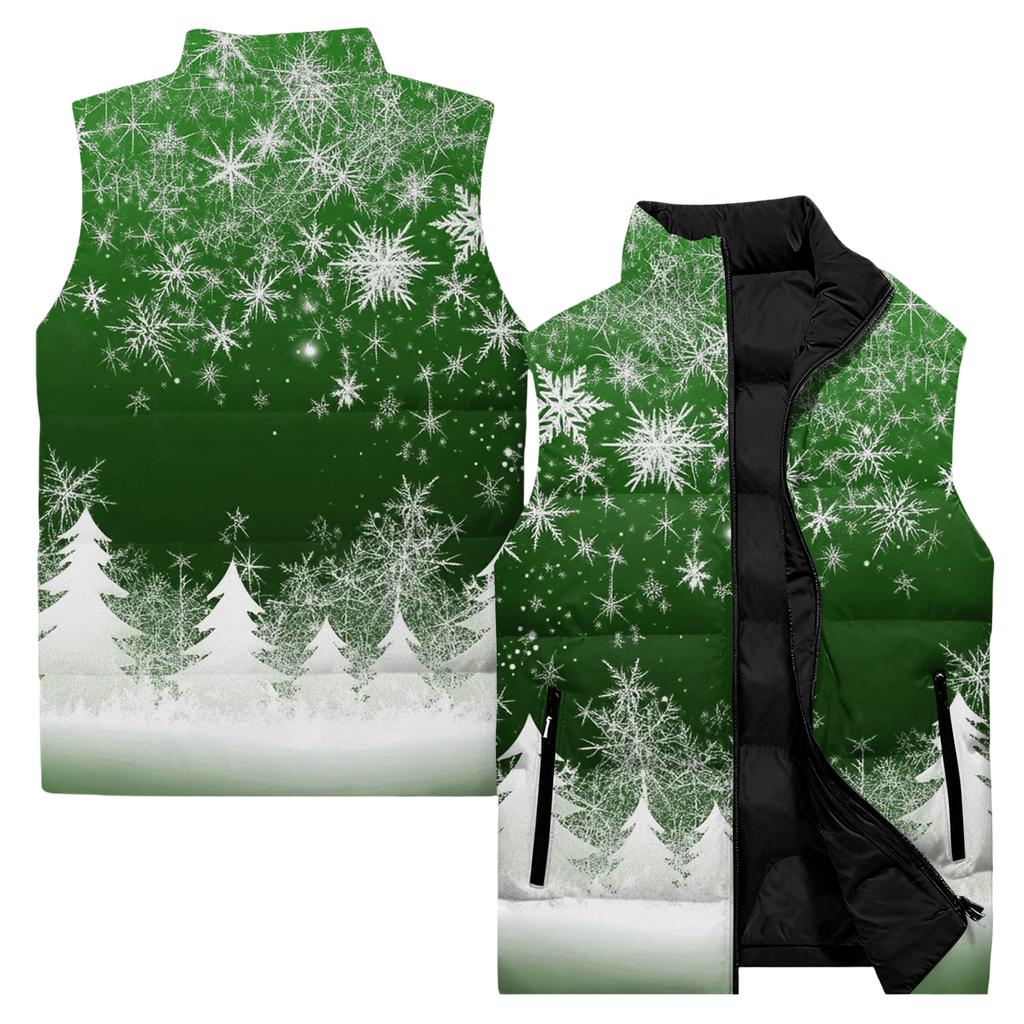 Men's Casual And Fashionable Sleeveless Vest, Solid-color Printed Cotton Jacket