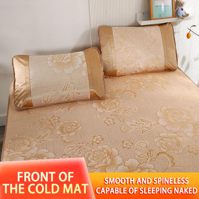 Летний коврик из ледяного шелка с наволочкой. Легко чистящийся складной прохладный спальный коврик. Можно стирать в машине. Наматрасники 90 150 180