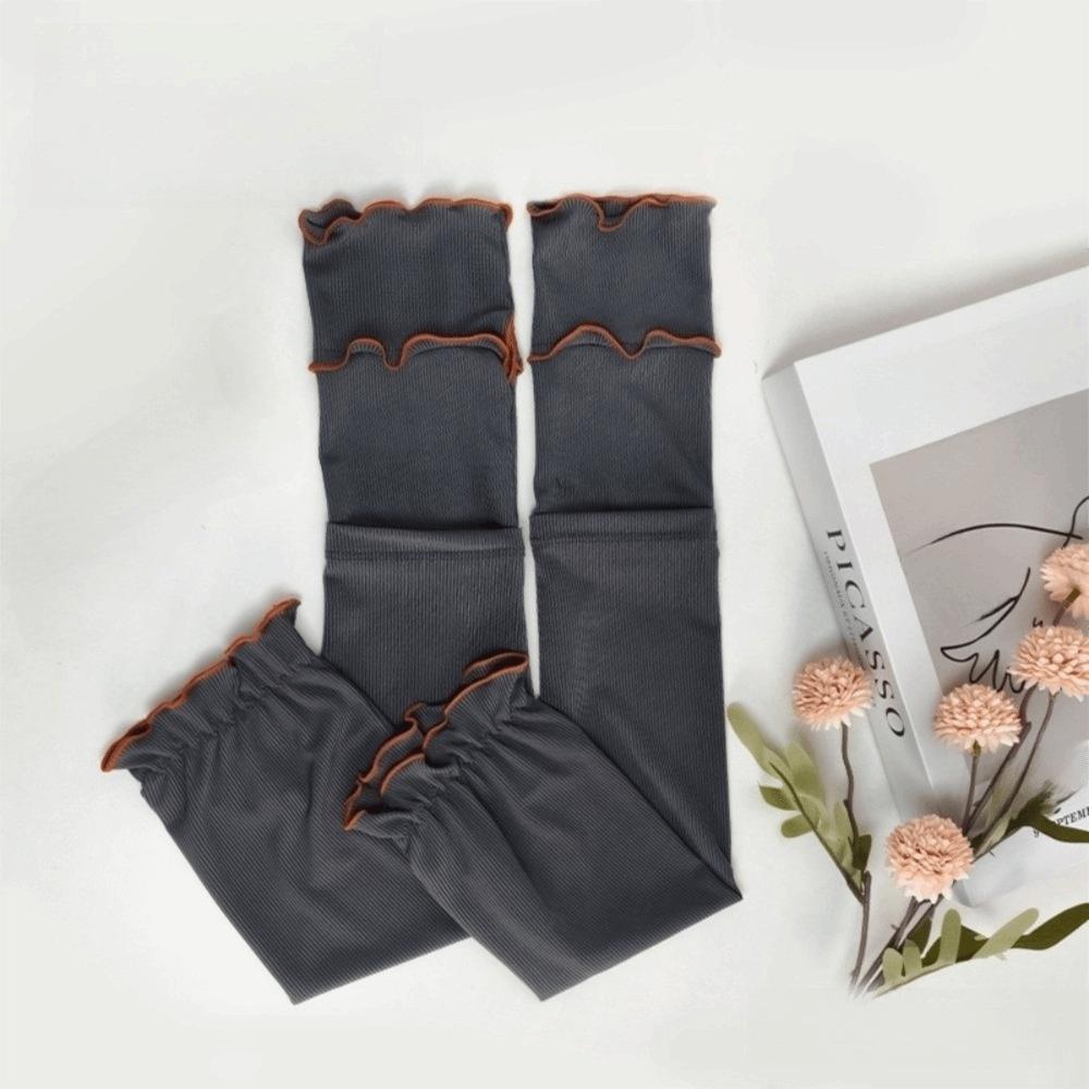 Ruffles Sunscreen Arm Sleeves Solid Color Cycling Arm Cover Breathable Ice Silk Arm Sleeves  Ladies