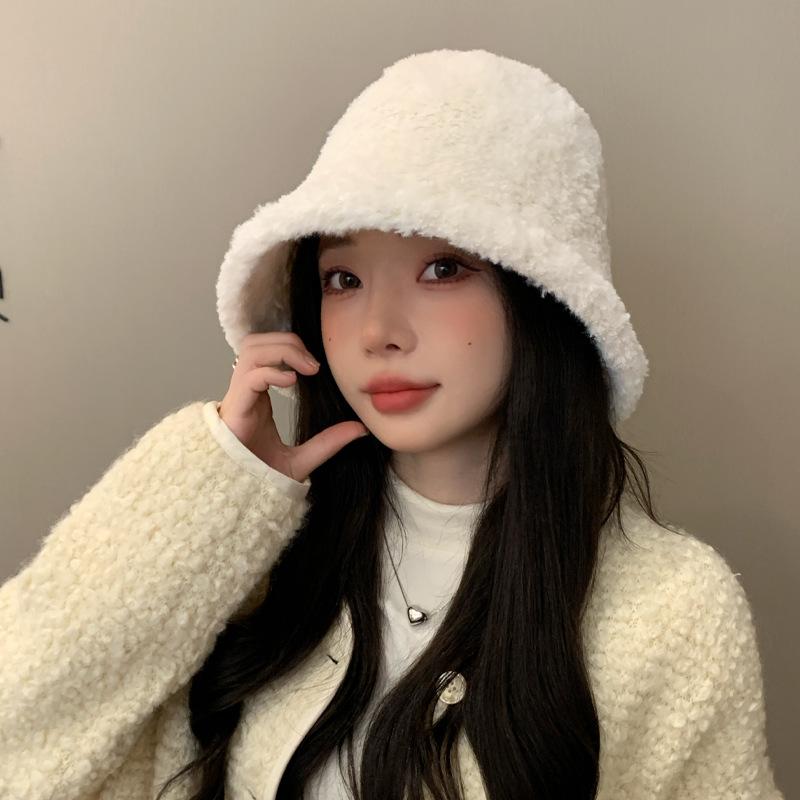 Осенне-зимняя женская однотонная универсальная плюшевая шляпа-ведро, зимняя теплая шляпа-таз