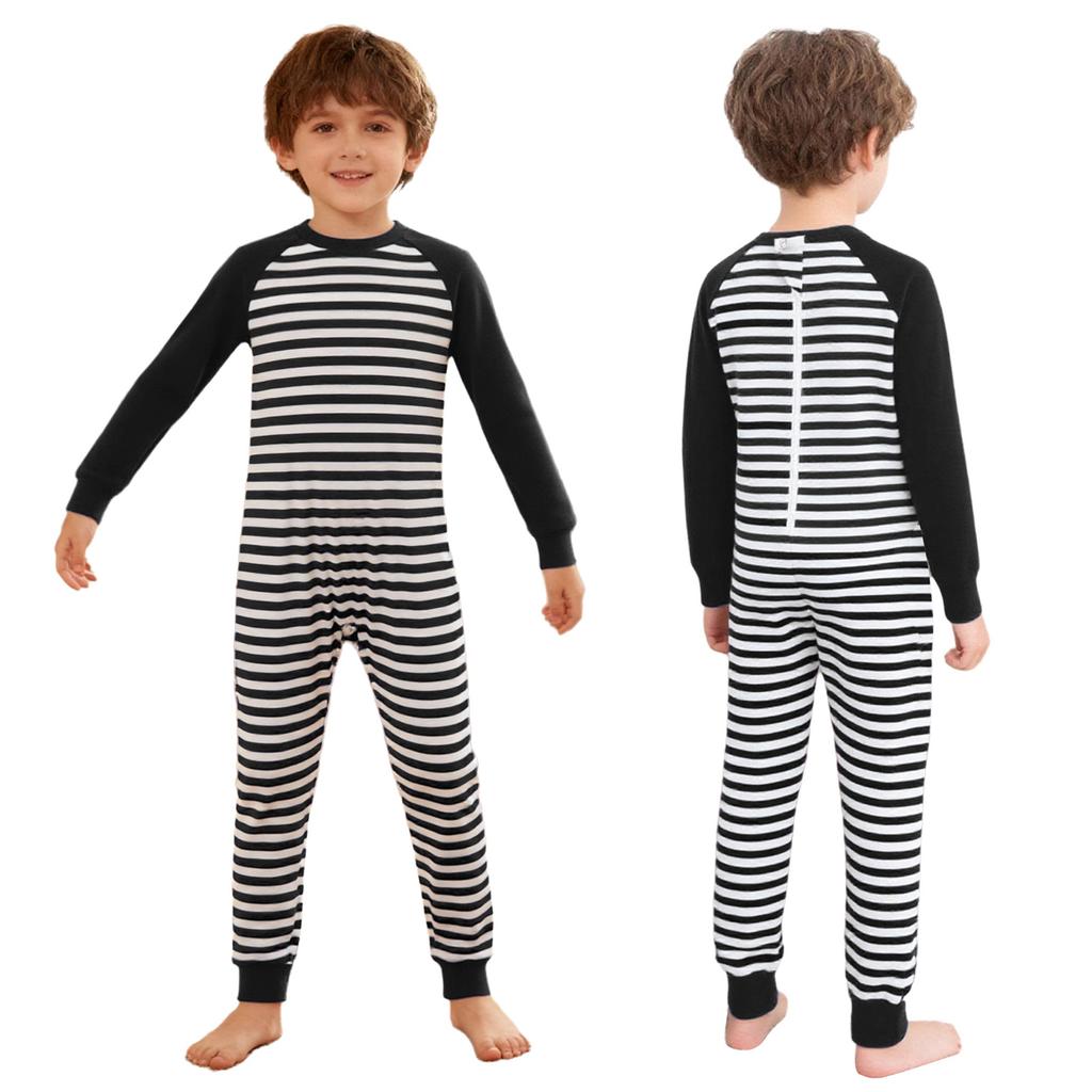 Адаптивная одежда для детей с особыми потребностями, мальчиков и девочек, комбинезон полной длины с молнией на спине, круглый вырез, длинный рукав