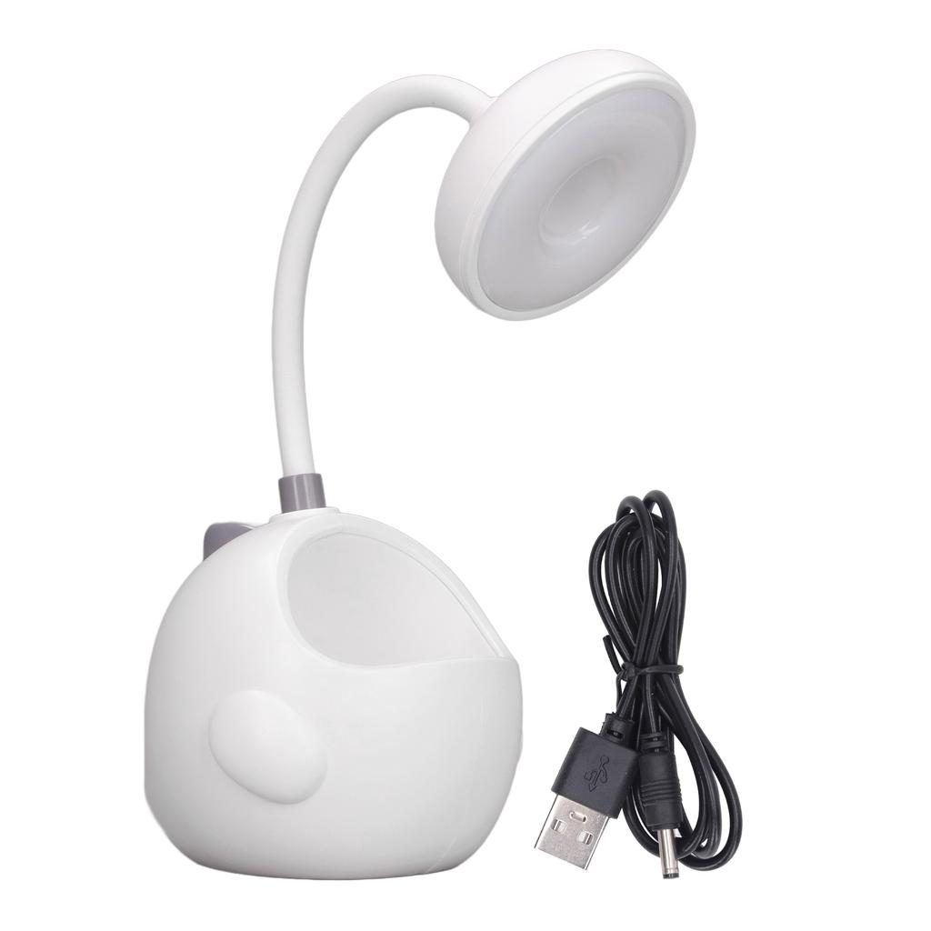 Симпатичная светодиодная настольная лампа с держателем для ручек, вращающаяся на 360 градусов, с трубкой на гибкой шее, перезаряжаемая от USB, в форме динозавра