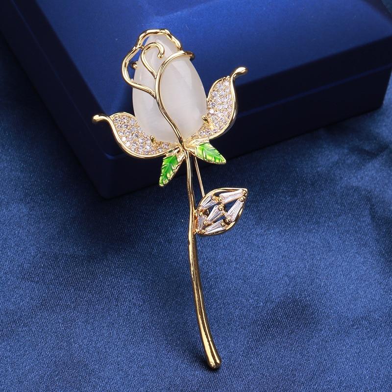 Blucome Gentle Rose Shape Brooch Female All-match Banquet Dress Corsage Accessories Elegant Pin Fashion Jewelry