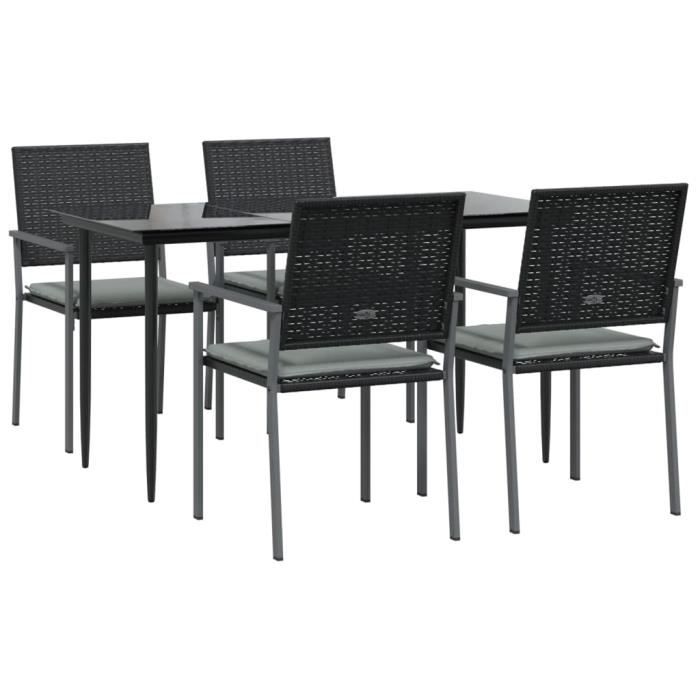 VidaXL Garden Dining Set 5 Pcs Cushions Woven Resin Steel 3187005