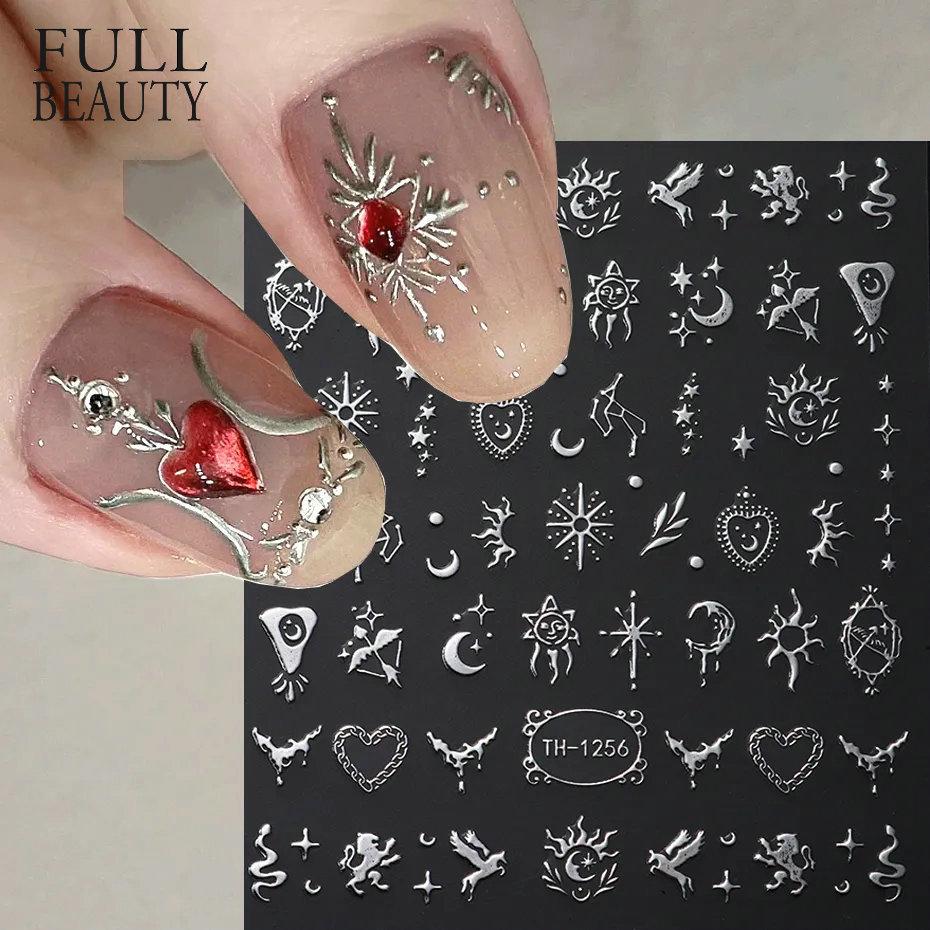 3D Золотая волна линия наклейки для ногтей мрамор синий геометрические абстрактные цветы слайдеры для дизайна ногтей наклейки фольга украшения для маникюра