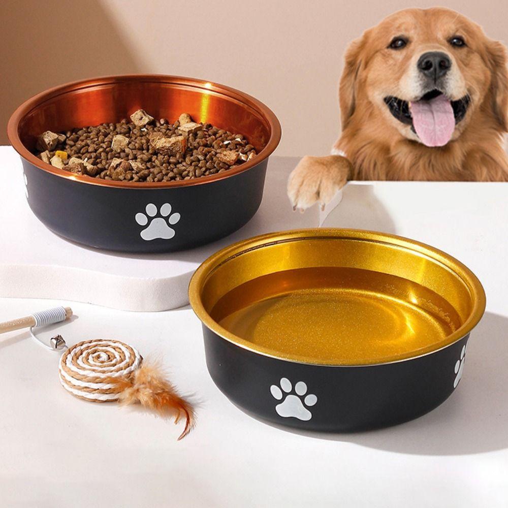 Large Capacity Dog Stainless Steel Food Bowl Cartoon Dog Feeding Basin  For Cats Puppy